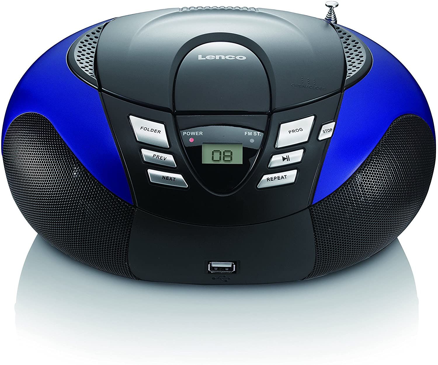 Lenco Mini Stereo Hi-Fi FM Radio CD MP3 Player - Blue Black