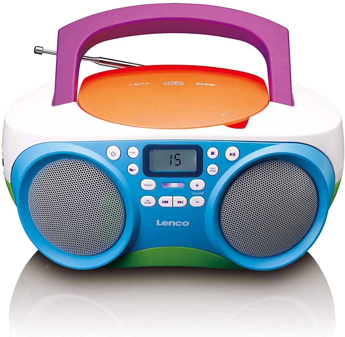 Lenco SCD-41 Portable Stereo Hi-Fi Mini Chain with FM Radio, CD Player, USB and Multi-Color