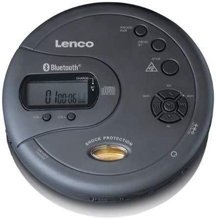 Lenco Portable CD & MP3 Player with Bluetooth and Shockproof Design (Black)