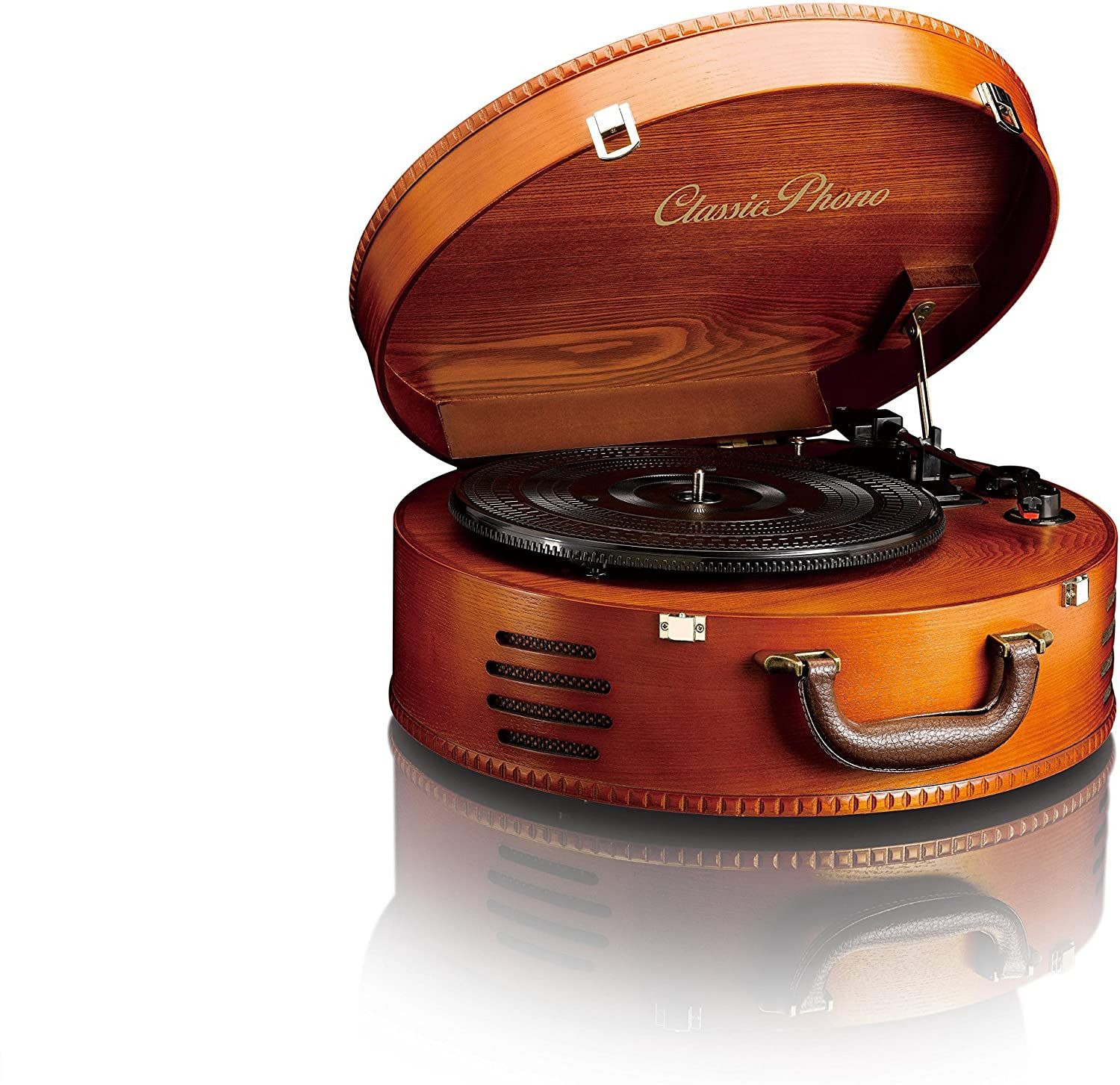 Lenco Vinyl Turntable 33,45 RPM USB with Built-in Wood Speakers