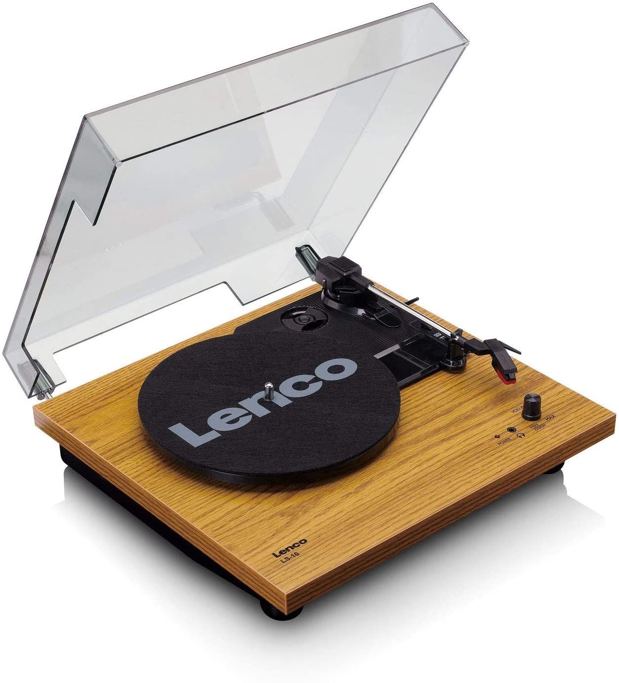 Lenco LS-10 Vinyl Turntable with Integrated Speakers, Brown