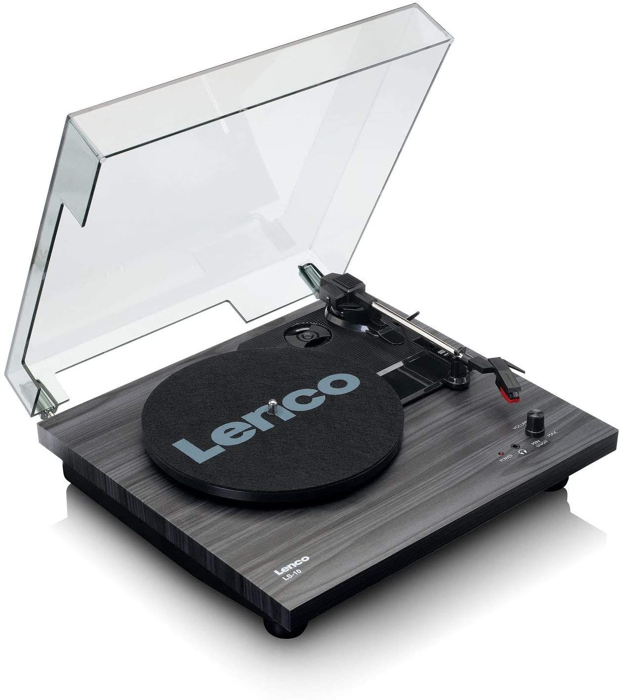Lenco LS-10 Vinyl Turntable with Integrated Speakers, Black
