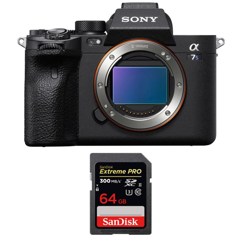 Sony Alpha a7S III nu + carte SanDisk 64 Go Extreme PRO UHS-II SDXC 300 Mo/s + garantie 2 ans
