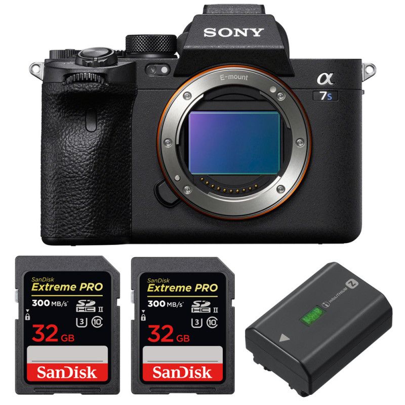 Sony Alpha a7S III Nu + 2 Tarjetas SanDisk 32GB Extreme PRO UHS-II SDXC 300 MB/s + 1 Batería Sony NP-FZ100, Garantía de 2 años