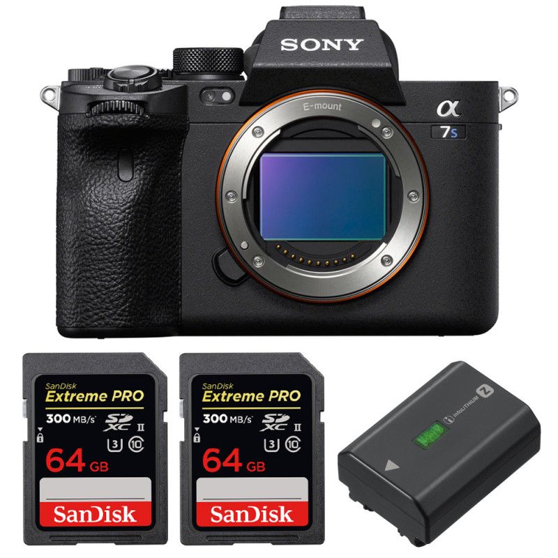 Sony Alpha a7S III Nu + 2 Tarjetas SanDisk 64GB Extreme PRO UHS-II SDXC 300 MB/s + 1 Baterías Sony NP-FZ100 (Garantía de 2 años)