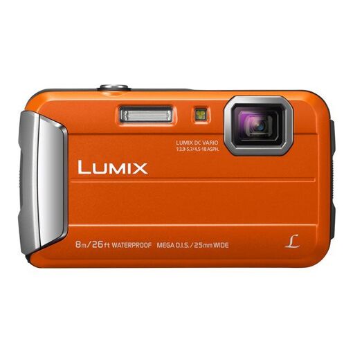 Cámara digital compacta Panasonic - 16,1 MP - 720p - Zoom óptico 4x - Resistente al agua hasta 8 metros - Naranja