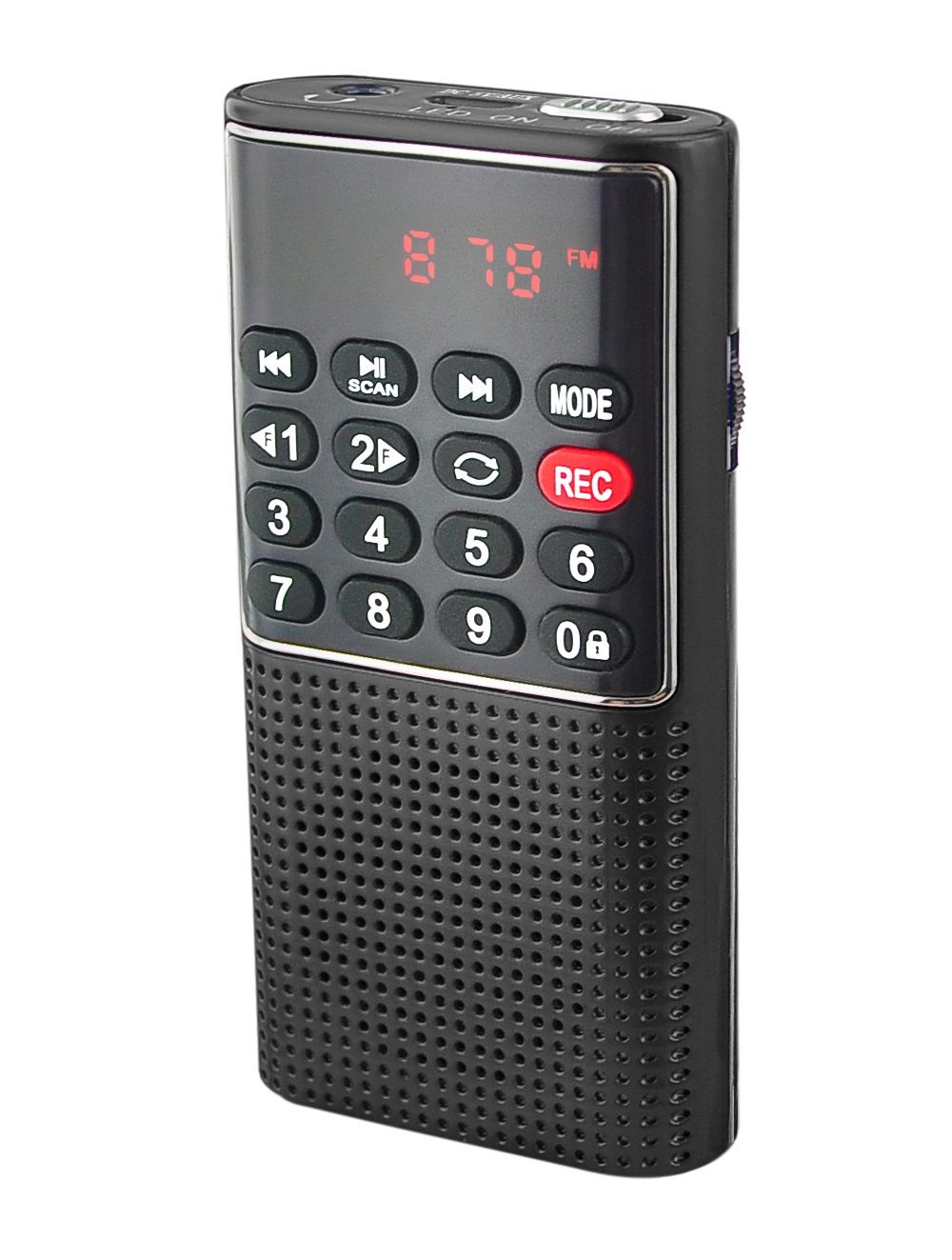 Radio de poche rechargeable FM, Lecteur de carte Micro SD RMS 3W, Prise casque - Noir