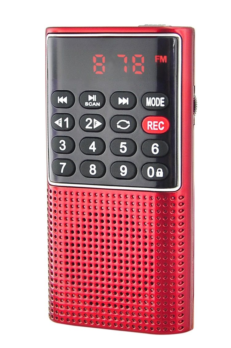 Radio FM portable WE, lecteur de carte micro SD, 3W RMS, prise casque - Rouge