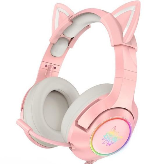ONIKUMA K9 Gaming Headset - Pink Chat Earphone with Volume Control for Xbox, PS4, PC