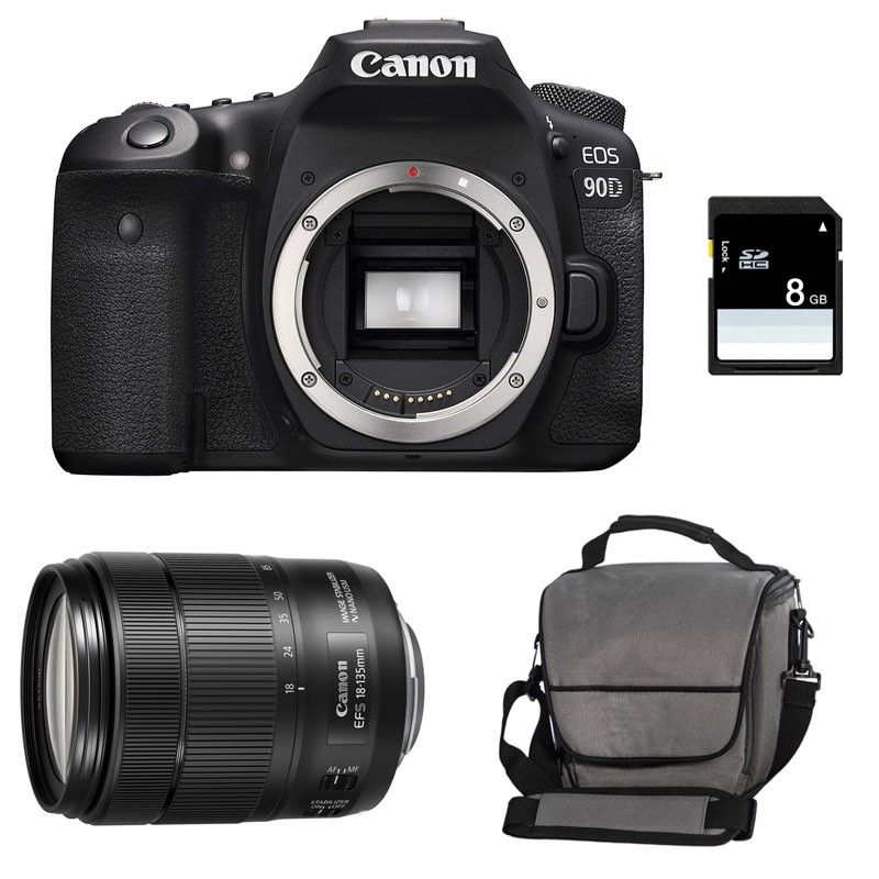 Canon EOS 90D + 18-135 IS USM 3-Year Warranty + Bag + 8Go SD Card