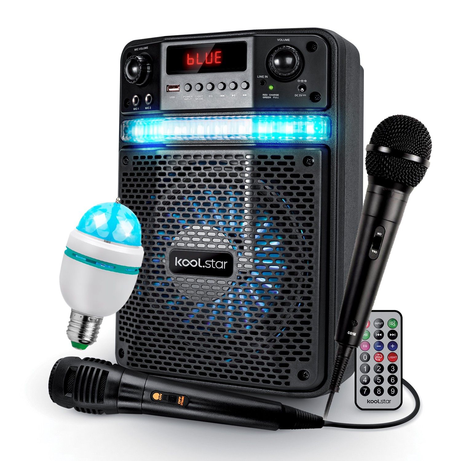 Haut-parleur Koolstar ADO PARTY pour enfants avec batterie intégrée, 2 micros et application smartphone - USB/Bluetooth/Radio FM
