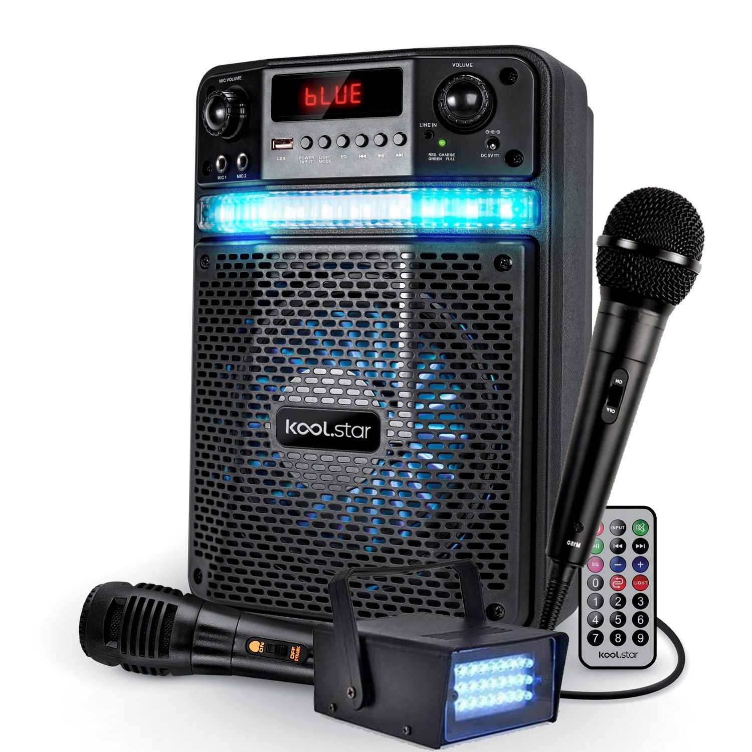 Koolstar PACK KARAOKE LED Children's ADO PARTY 400W Battery Speaker - 2 Microphones + APP Smartphone USB/Bluetooth/FM Radio