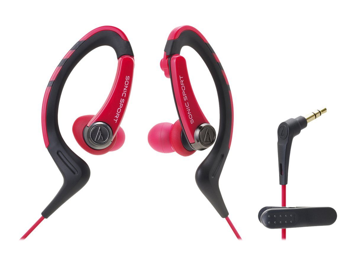 Audio-Technica SonicSport ATH-SPORT1 Earbud Headphones, Red