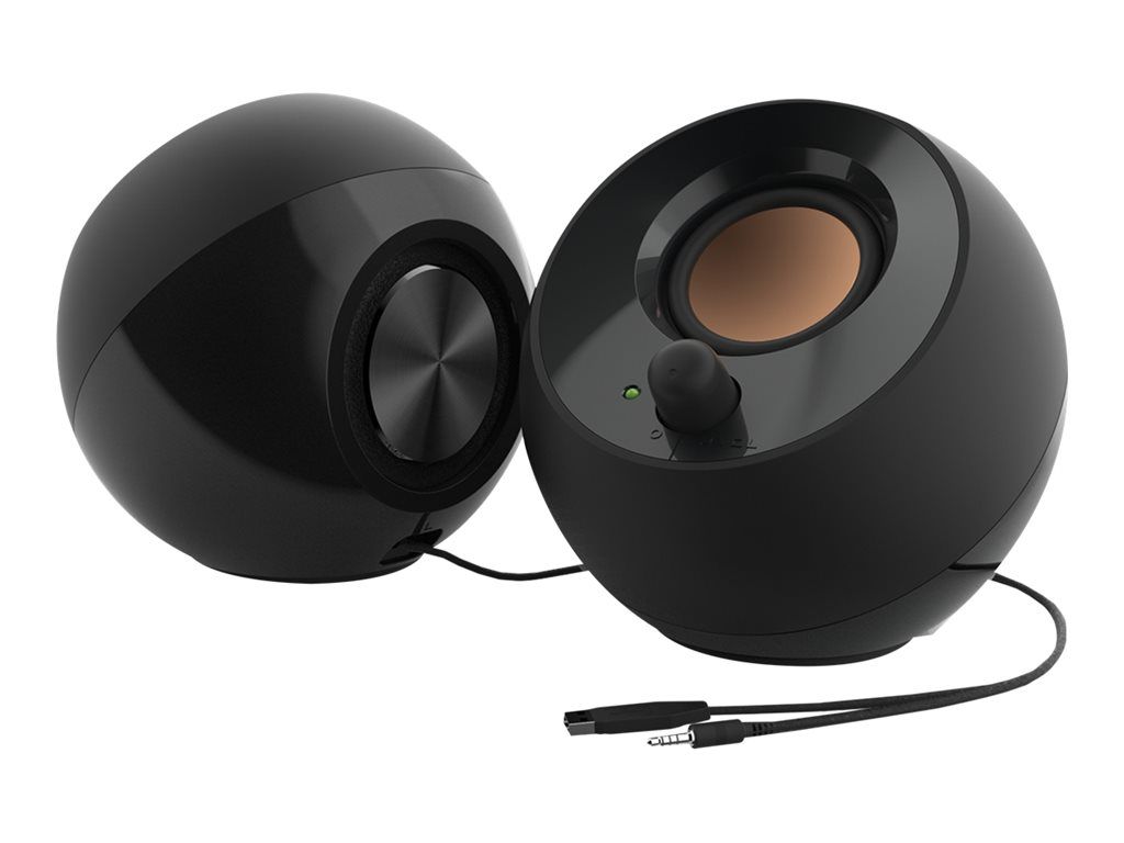 Creative Labs Pebble V2 2-Way Headphones, Black with Cable, 8W
