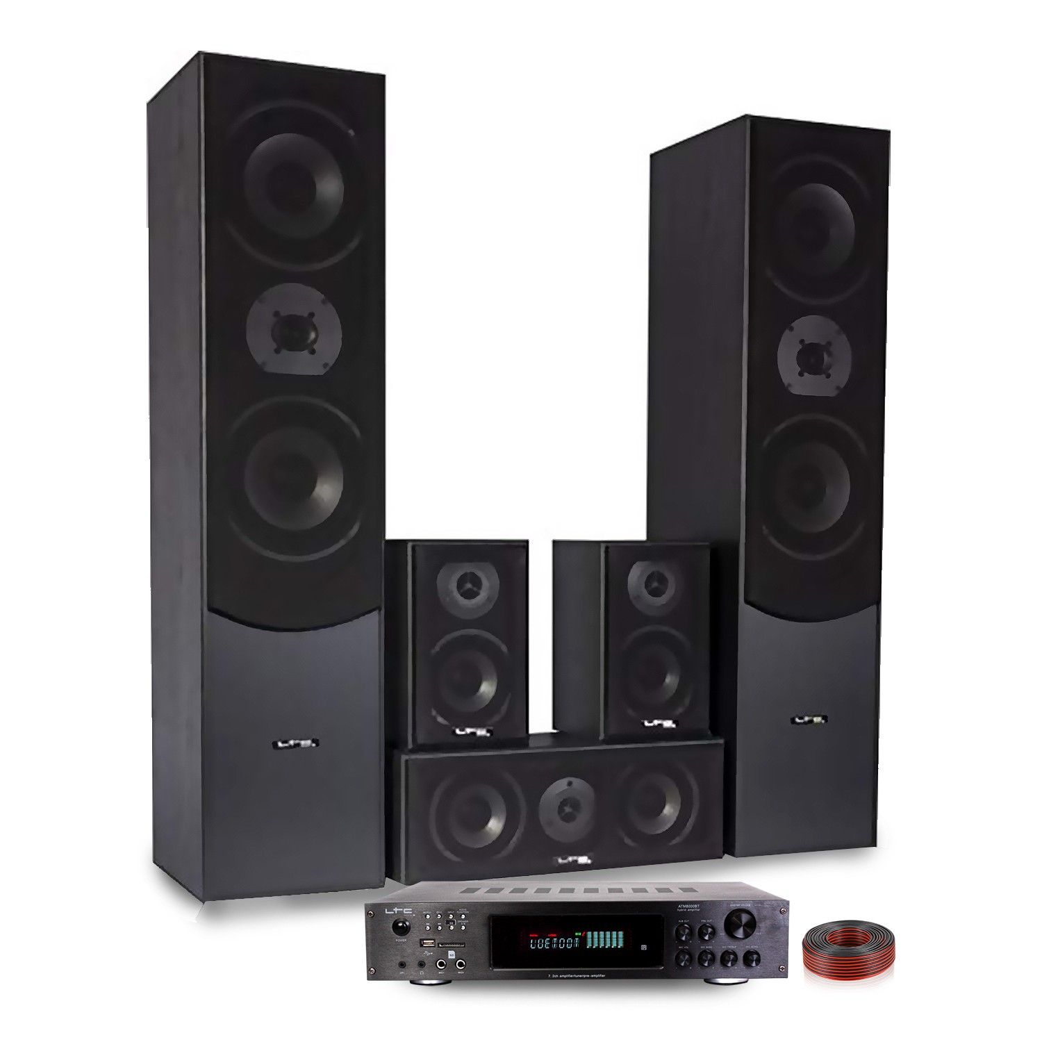 LTC Audio Home Cinema 5.1 Speaker System E1004 Black + ATM8000 Karaoke Amplifier - 850W + 4x75W + 3x20W