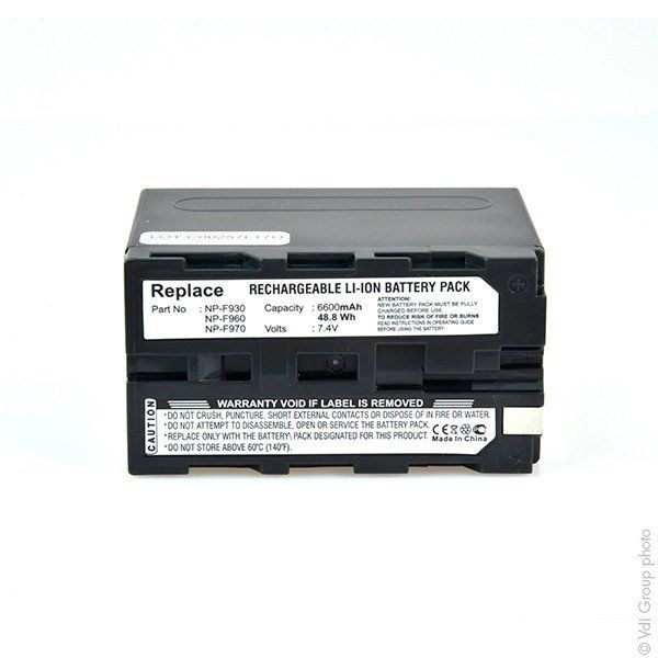 Batería NX para cámara de video 7.2V 6600mAh - NP-F930, NP-F950, NPF930, NPF950