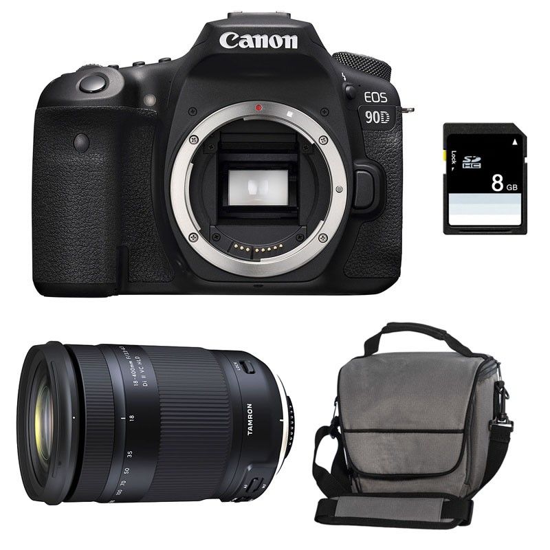 Canon EOS 90D + Tamron 18-400 VC 3-Year Warranty + Bag + 8Go SD Card