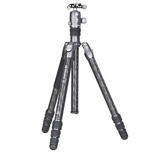 Tripode/Monopieza BENRO Rhino de fibra de carbono de la serie Three con cabeza esférica VX30, 4 secciones de pierna, cerraduras tipo tornillo y maleta de transporte acolchada (FRHN34CVX30)