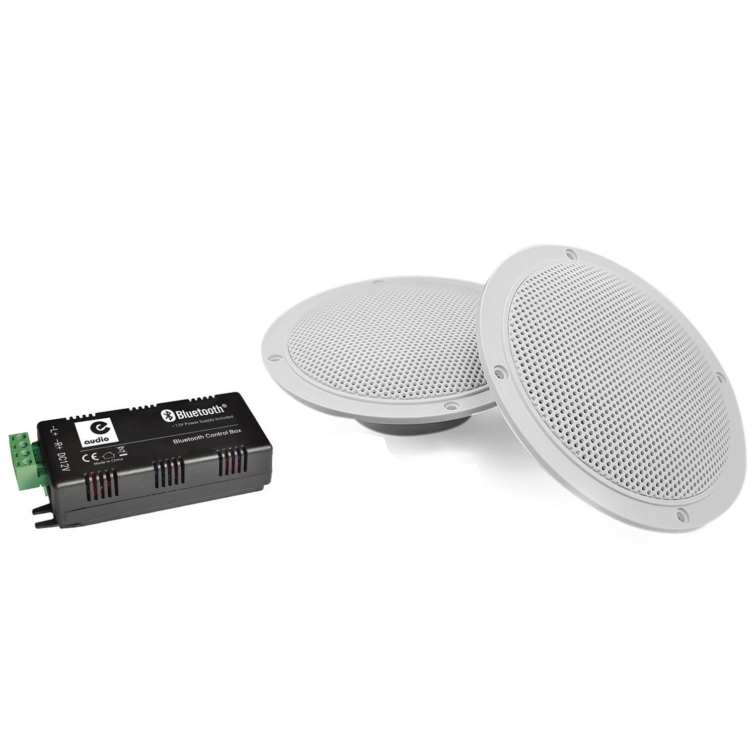 Leisure 5" Conical Speakers Kit with Water Resistance & Bluetooth Amplifier - For Smart Homes, Google Home & Alexa