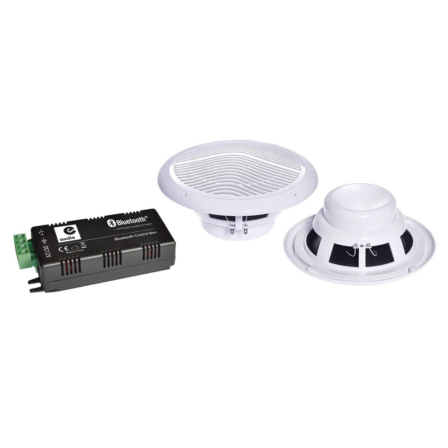 E-AUDIO B300C - Waterproof Marine Speaker Pair with 30W Amplifier Google Home Bluetooth Amazon Alexa