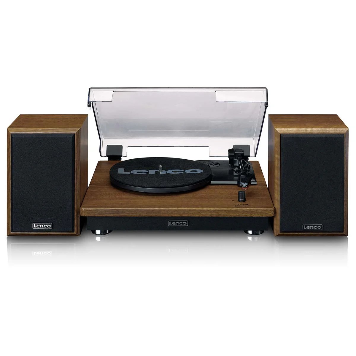 Lenco LS-100WD Turntable - Wood Platter with External Speakers - Cherry / Euro / Type-C (CEE 7/16)
