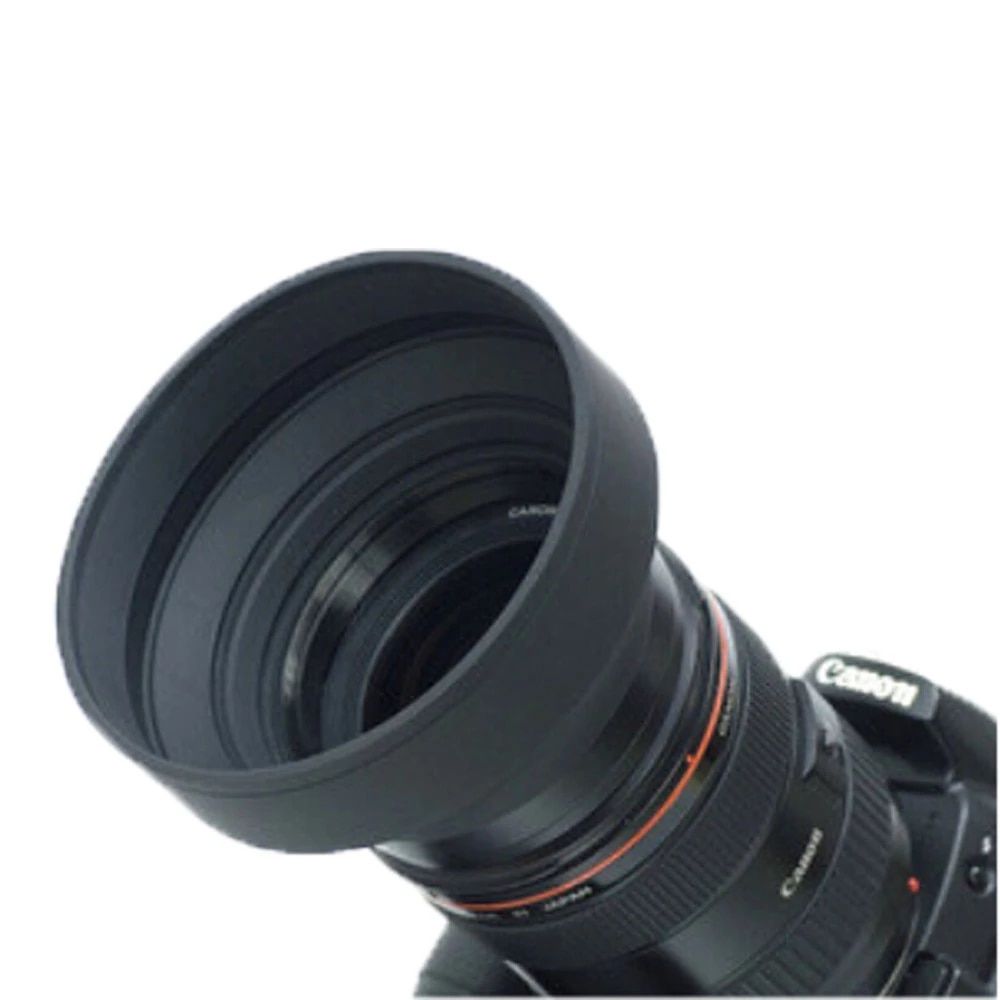Protector solar de goma Nipseyteko 55 mm 3 en 1 plegable de tres niveles para objetivos de Canon y Nikon