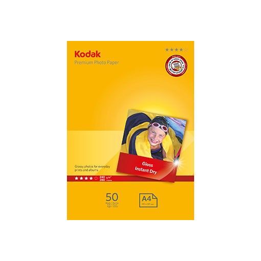 Papier photo Kodak Premium brillant, format A4 (21 x 29,7 cm), 240 g/m², 50 feuilles