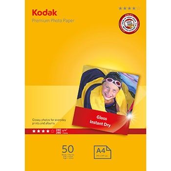 Kodak Premium Glossy Photo Paper, A4 (21x29.7cm), 240g, 50 Sheets