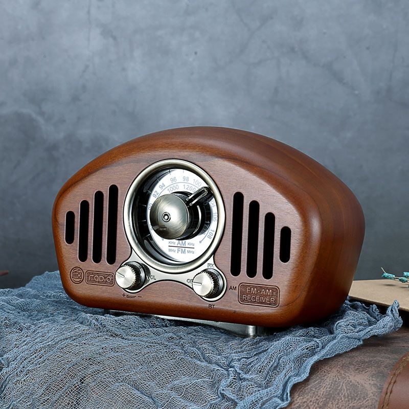 Mini Retro Bluetooth Speaker with FM Radio - Light Brown