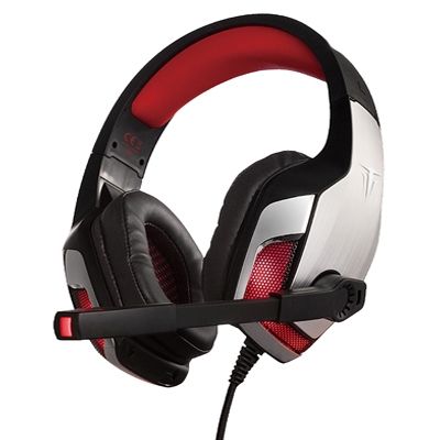 BERSERKER GAMING FAFNIR Gaming Headset - Silver BlackRed with LED Lights