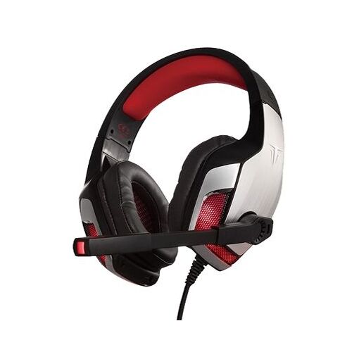 Auricular de juego BERSERKER GAMING FAFNIR - Plateado NegroRojo con luces LED