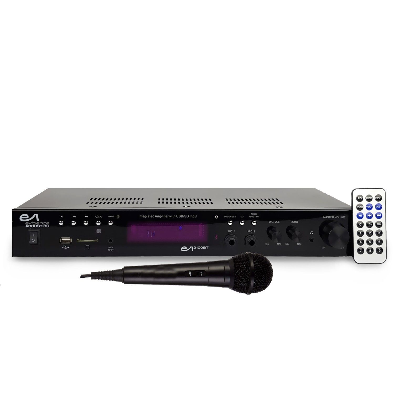Amplificateur HIFI Evidence Acoustics EA-2100-BT - STEREO/KARAOKE 2 x 50W ATM6000BT USB SD BT FM Microphone Inclus