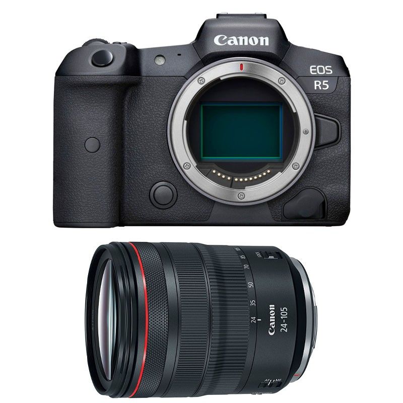 Canon EOS R5 + RF 24-105mm f/4L IS USM Camera, 45MP, 20fps, 8K Video, Garanti 3