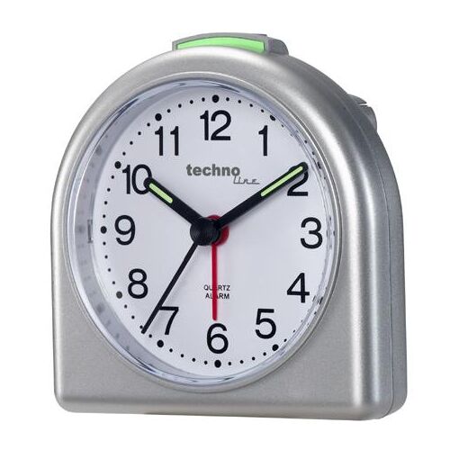 Technoline Quartz Alarm Clock, Silver