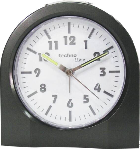 Technoline Modell 3X Quartz Alarm Clock - Anthracite and Metallic