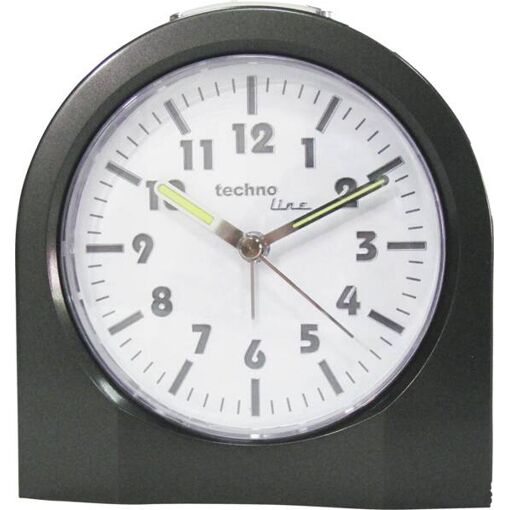 Technoline Modell 3X Quartz Alarm Clock - Anthracite and Metallic