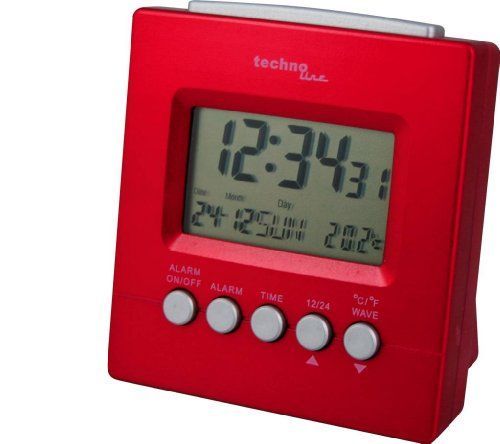 Technoline Radio Alarm Clock, Red