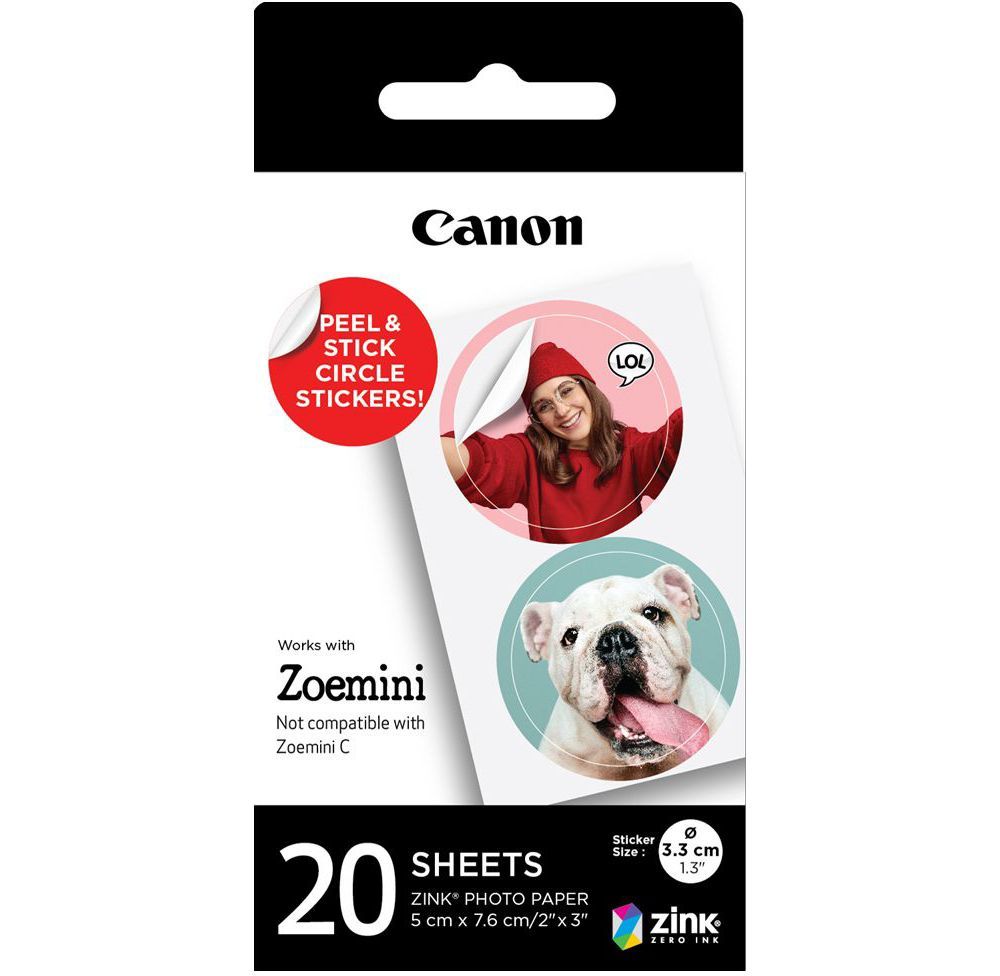 Papier photo instantané Canon Rond Zink pour Zoemini (40 feuilles)