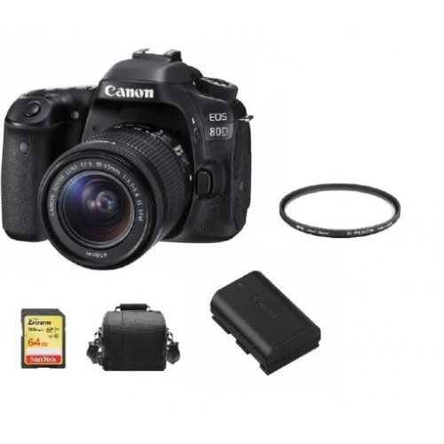 Canon EOS 80D Kit with EF-S 18-55mm Lens and Accessories