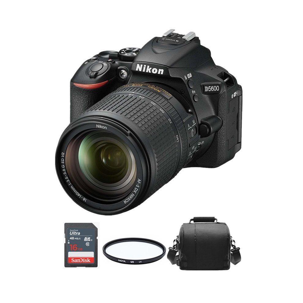 Nikon D5600 Kit with AF-S 18-140mm Lens, Camera Bag, 16GB SD Card, and HOYA UX UV 67mm Filter