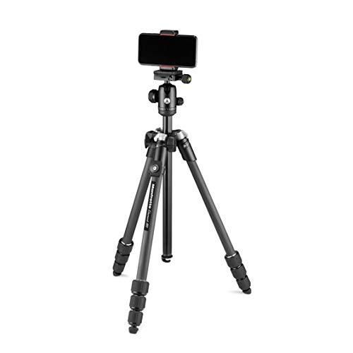 Tripode Manfrotto Element MII de fibra de carbono con cabeza Bluetooth y soporte para teléfono inteligente