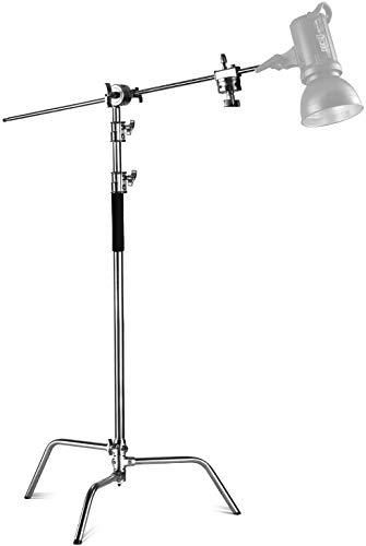 Neewer Professional Metal Tripod, Max Height 305 cm, 1.22m Arm, 2 Handle Head with 120cm Adjustable Stand