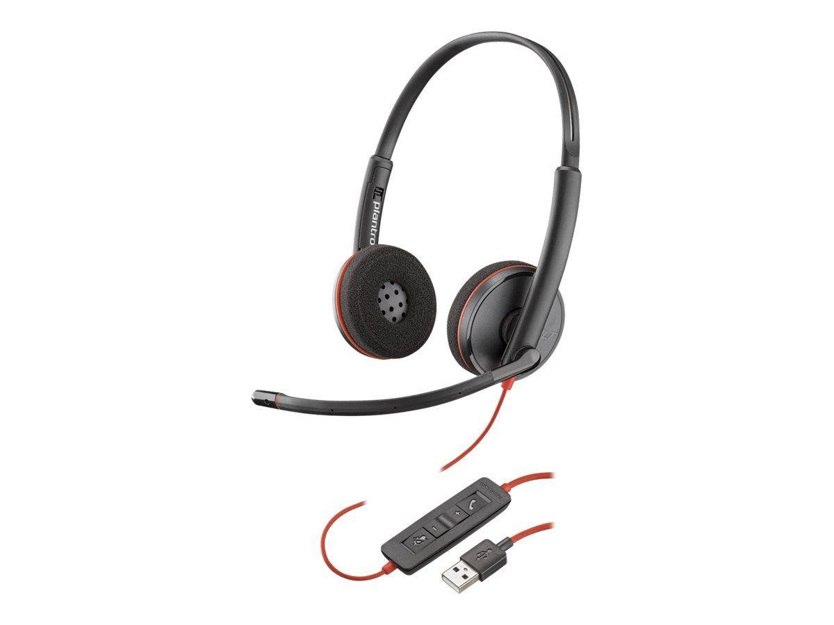 Poly Blackwire C3225 Headset, Over-the-Ear, Wired, USB & 3.5mm Jack, Acoustic Isolation