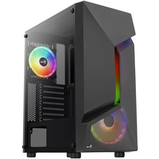 Caja de ordenador AeroCool Scape V2 RGB de tamaño medio ATX con panel de vidrio - Negro