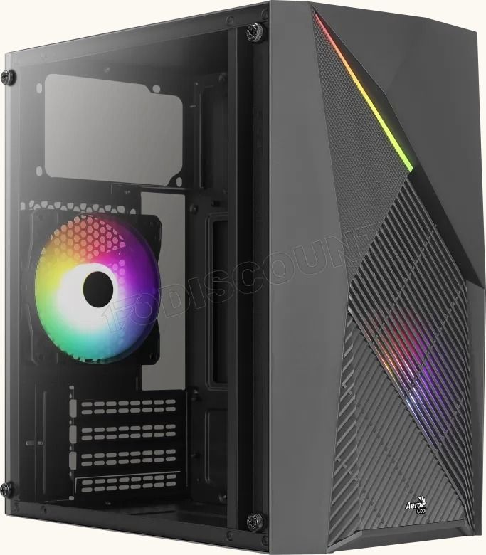 Boîtier AeroCool Raider Mini V2 RGB de taille moyenne avec panneau en verre