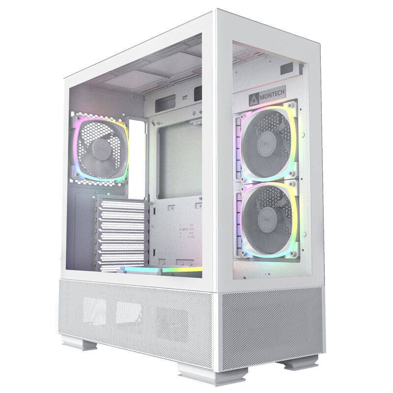 Caja de ordenador Montech Sky Two RGB de tamaño medio, con panel lateral de vidrio - Blanco
