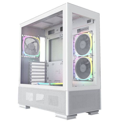 Caja de ordenador Montech Sky Two RGB de tamaño medio, con panel lateral de vidrio - Blanco