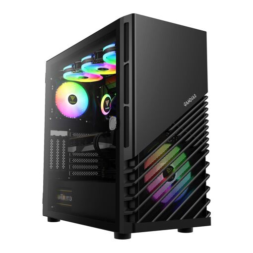 Caja de PC Media Torre Gamdias Argus M4 RGB con panel de vidrio - Negro