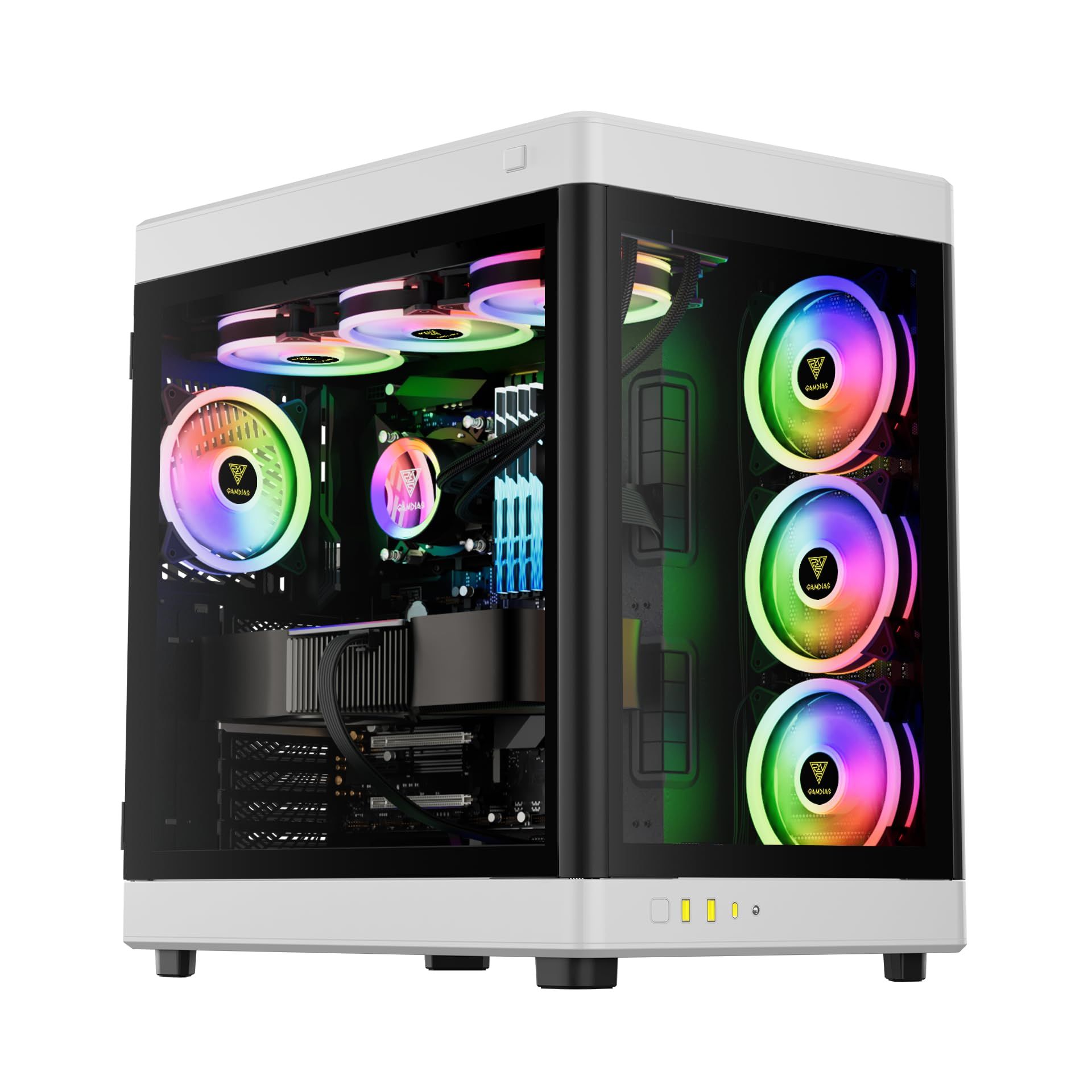 Gamia Neso P1 E-ATX PC Case with Glass Panels - Black/White
