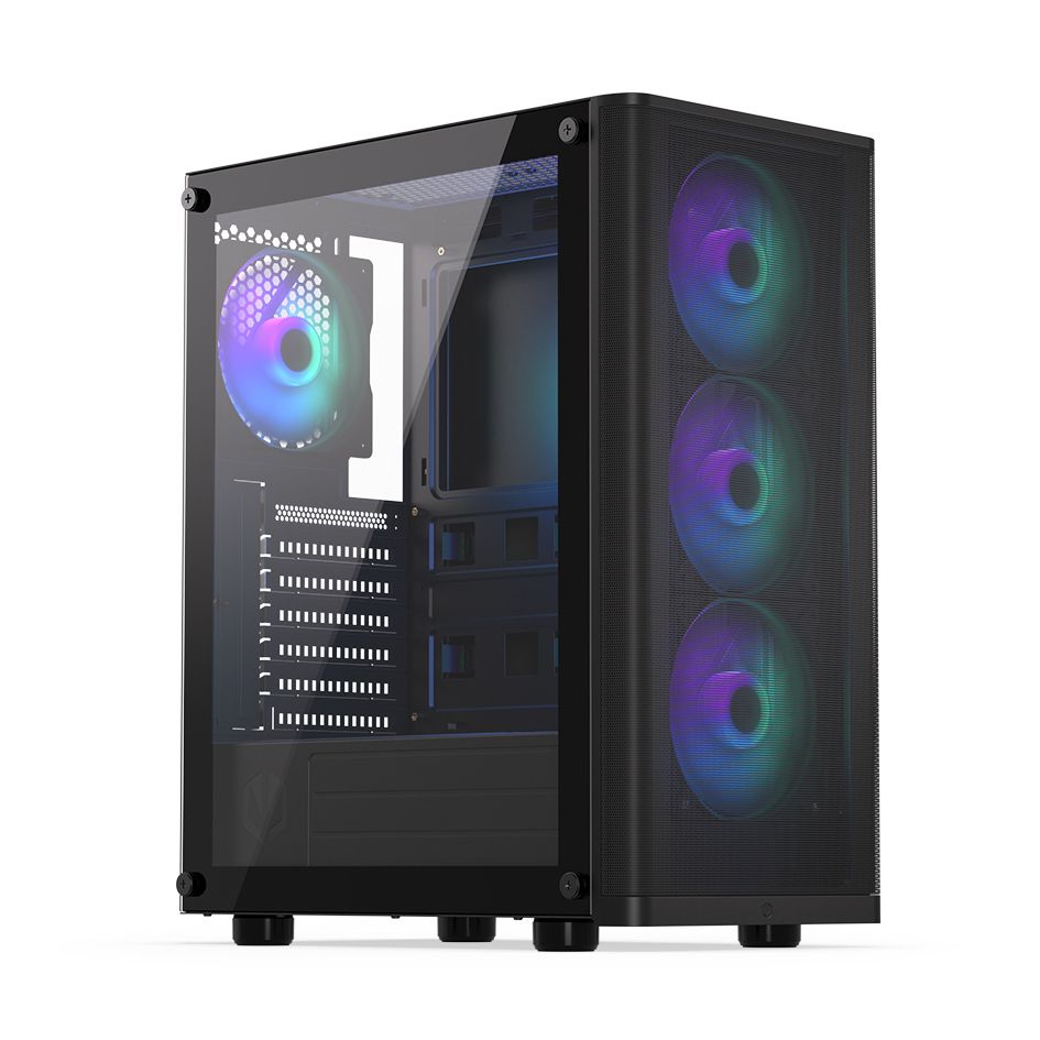 Endorfy Ventum 200 ARGB Mid-Tower Case - Black - RGB - Glass Panel
